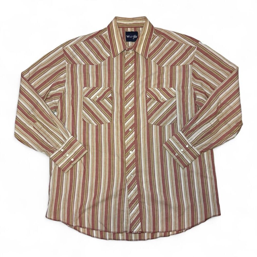 Wrangler Vintage Wrancher Western Pearl Snap long sleeve button down shirt XL
